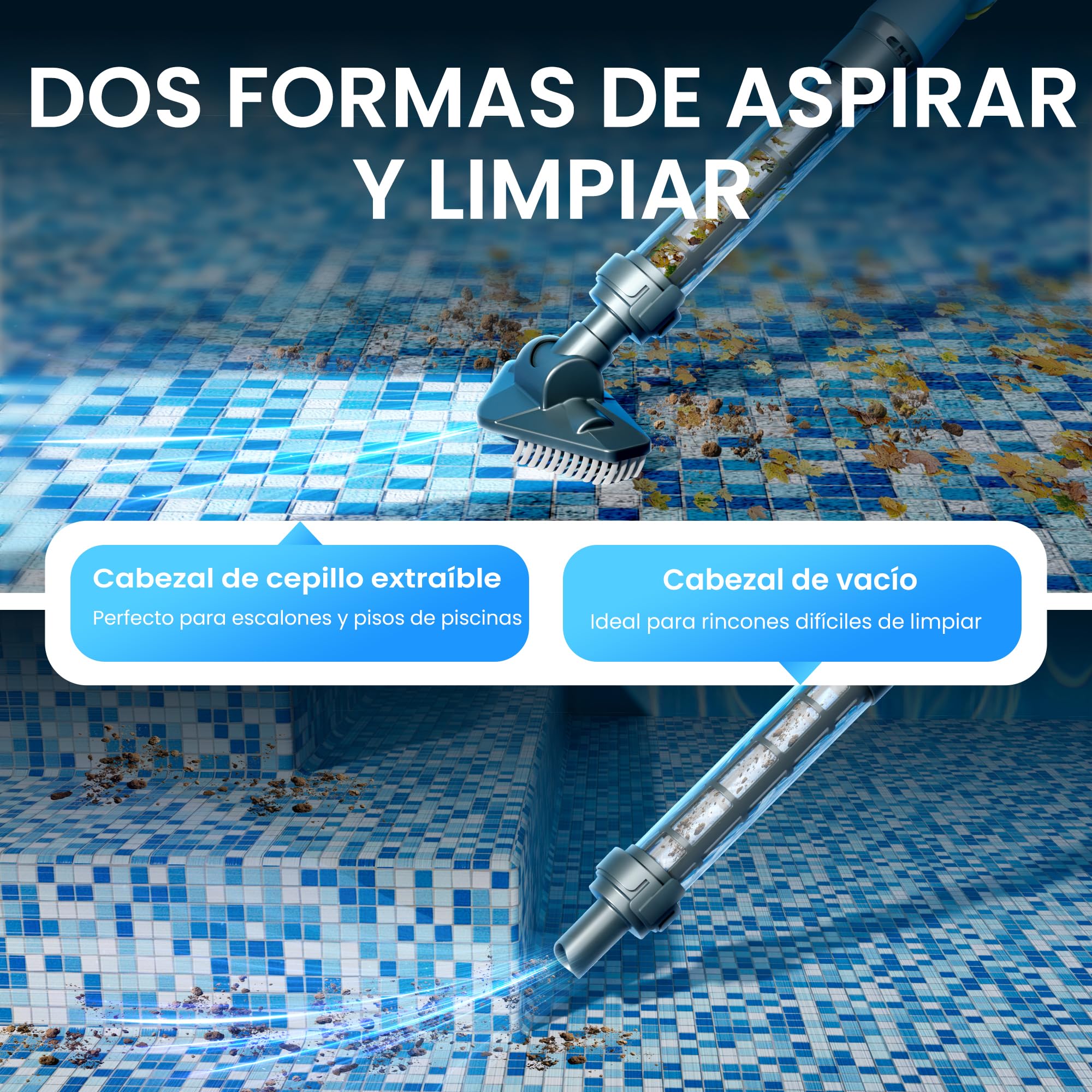 Aspirador inalámbrico de Piscina con batería de Gran succión y batería Recargable para Hot Tub, spas y Piscinas pequeñas