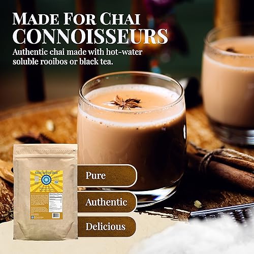 Miniatura 36 de Blue Lotus Chai - Golden Masala Flavor Chai - Hace 17 tazas - 0.5 onzas Masala Spiced Chai Powder con especias orgánicas - Té indio instantáneo sin