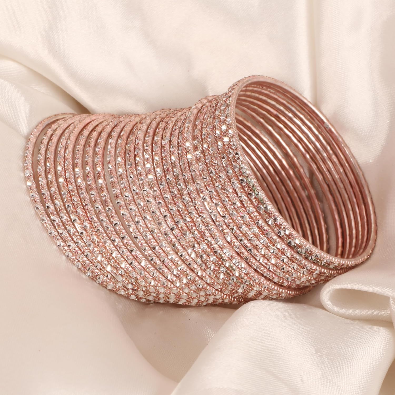 Touchstone Indian Bollywood Gorgeous Handcrafted Hand Saw Peeled Pattern Designer Jewelry Bracelets Bangle in Gold or Copper or Silver Tones for Women. - Image 3