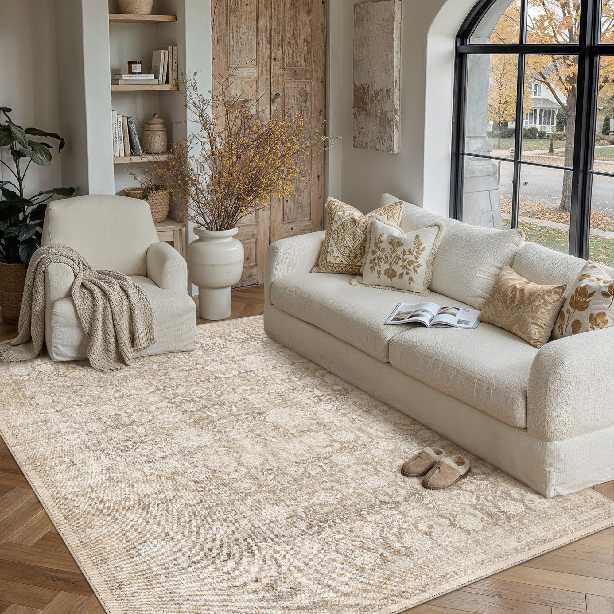 Amazon.com: WondRg 5x7 Beige Washable Neutral Area Rug for Living