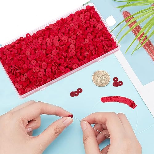 Miniatura 9 de 2000 cuentas de arcilla blanca, cuentas espaciadoras de arcilla polimérica, cuentas planas redondas de vinilo Heishi de 0.236 pulgadas, cuentas