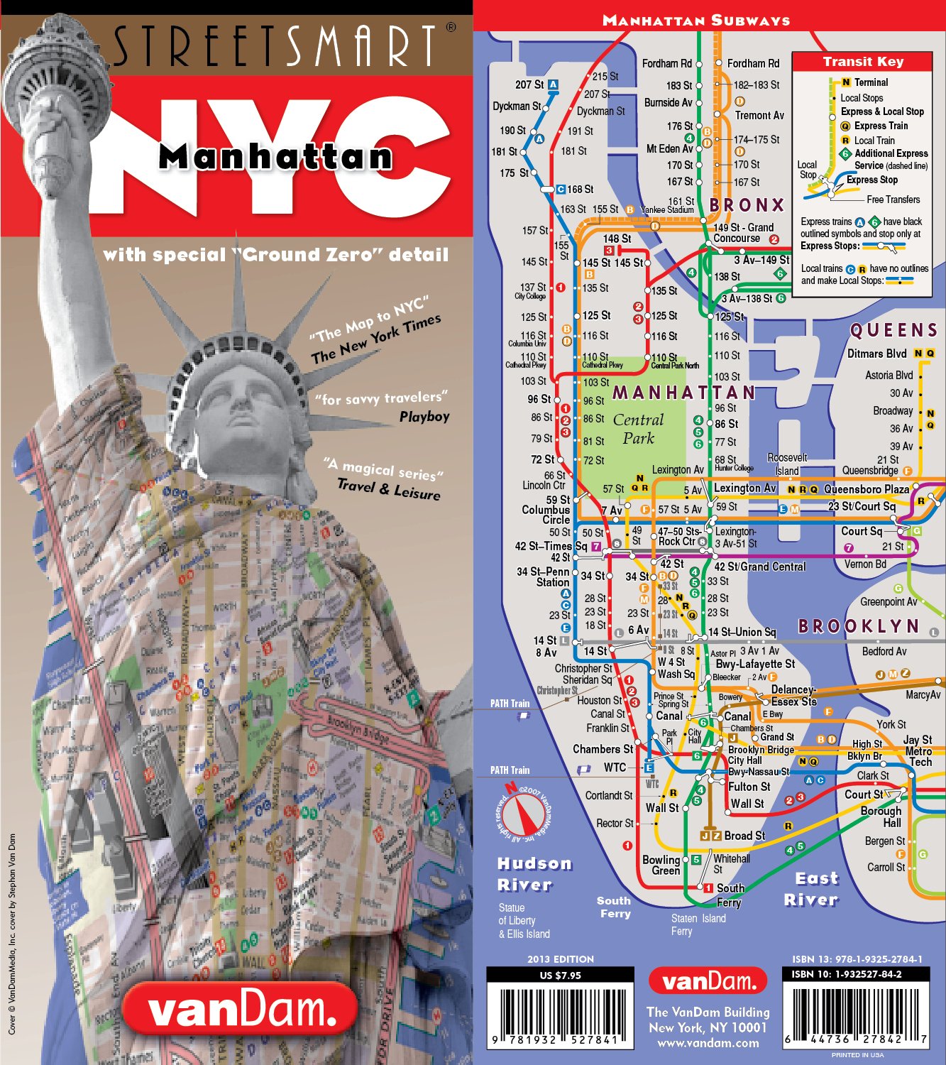 StreetSmart NYC Downtown Map by VanDam-Laminated city street map w/ sights hotels subway, 2019
