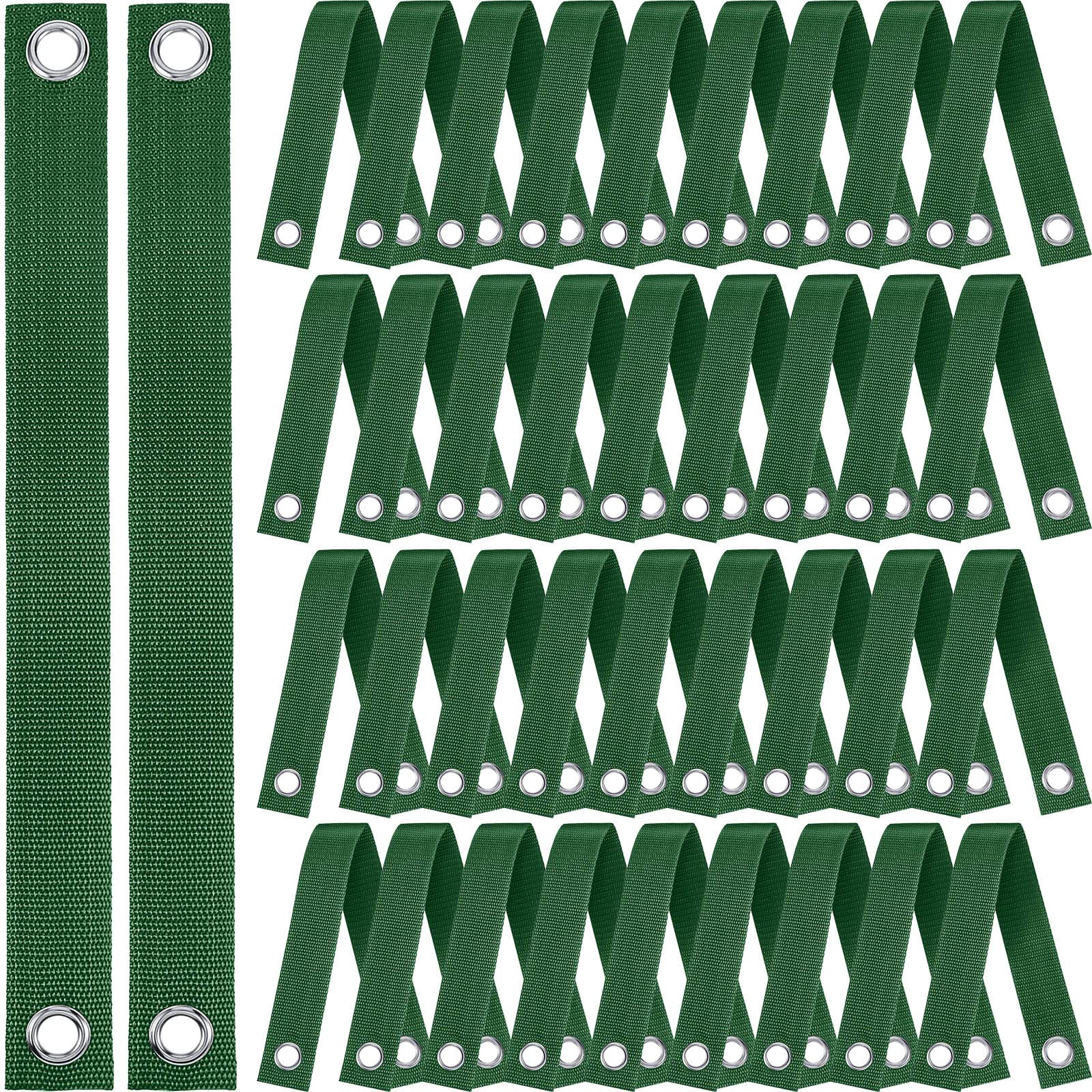 Lot de 48 sangles d'arbre de 40 cm pour piquets avec œillets - Pour jeunes arbres et plantes - Pour piquets de haubans, jeunes plantations et protection contre les ouragans (vert)