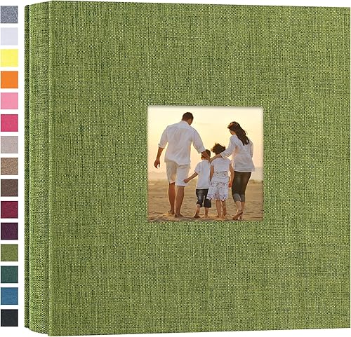 Miniatura 11 de potricher Álbum de fotos de lino de tapa dura de 4 x 6 pulgadas, 600 fotos, gran capacidad para la familia, boda, aniversario, bebé, vacaciones Caqui