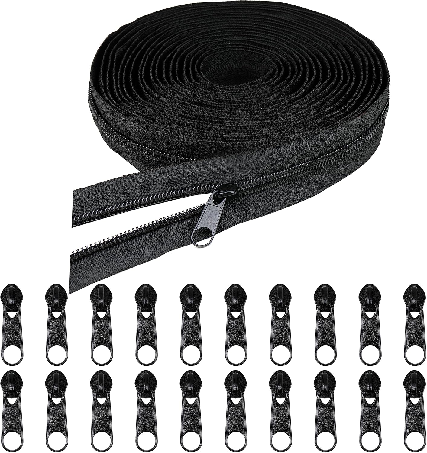 YAKA 5 Yards Bulk Zippers 5 Nylon Coil Zippers for Sewing Black Nylon