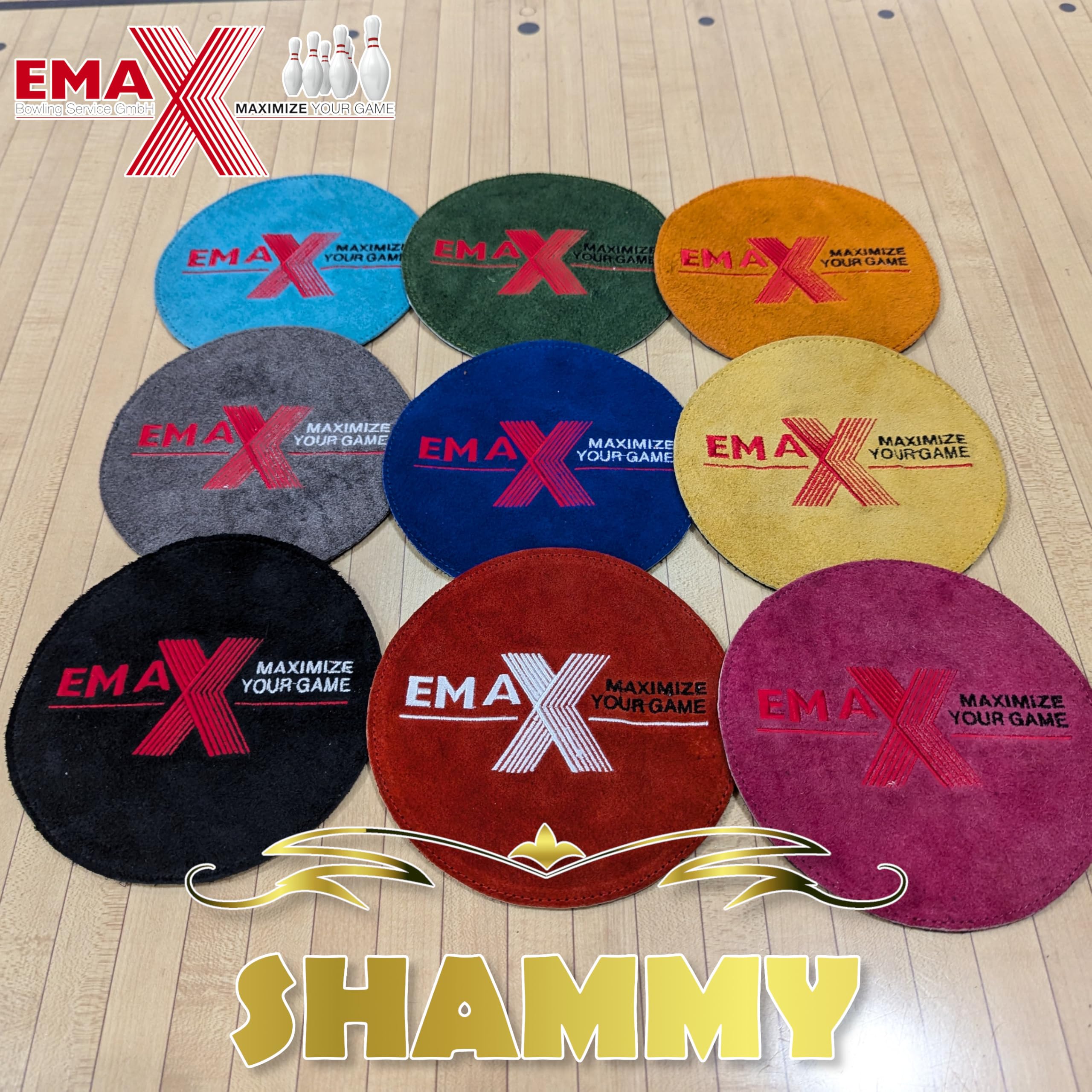 EMAX | Serviette de bowling Shammy | Forme ronde | Tampon de nettoyage pour boules de bowling | Tissu de bowling en cuir | Accessoires de bowling | Chiffon de soin de balle | 9 couleurs (orange)
