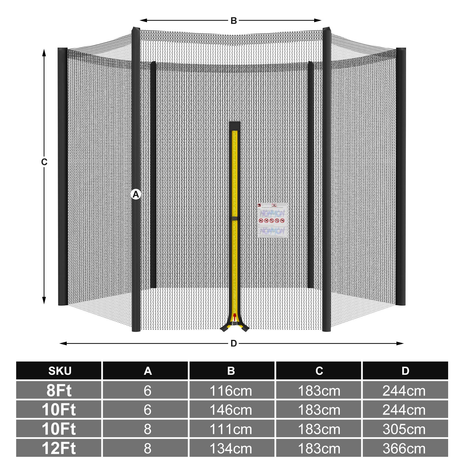 Cliselda Rete di Sicurezza per Trampolino con Ø 244cm 305cm 366cm 427cm - Rete di Ricambio per Trampolino,Resistente ai Raggi UV