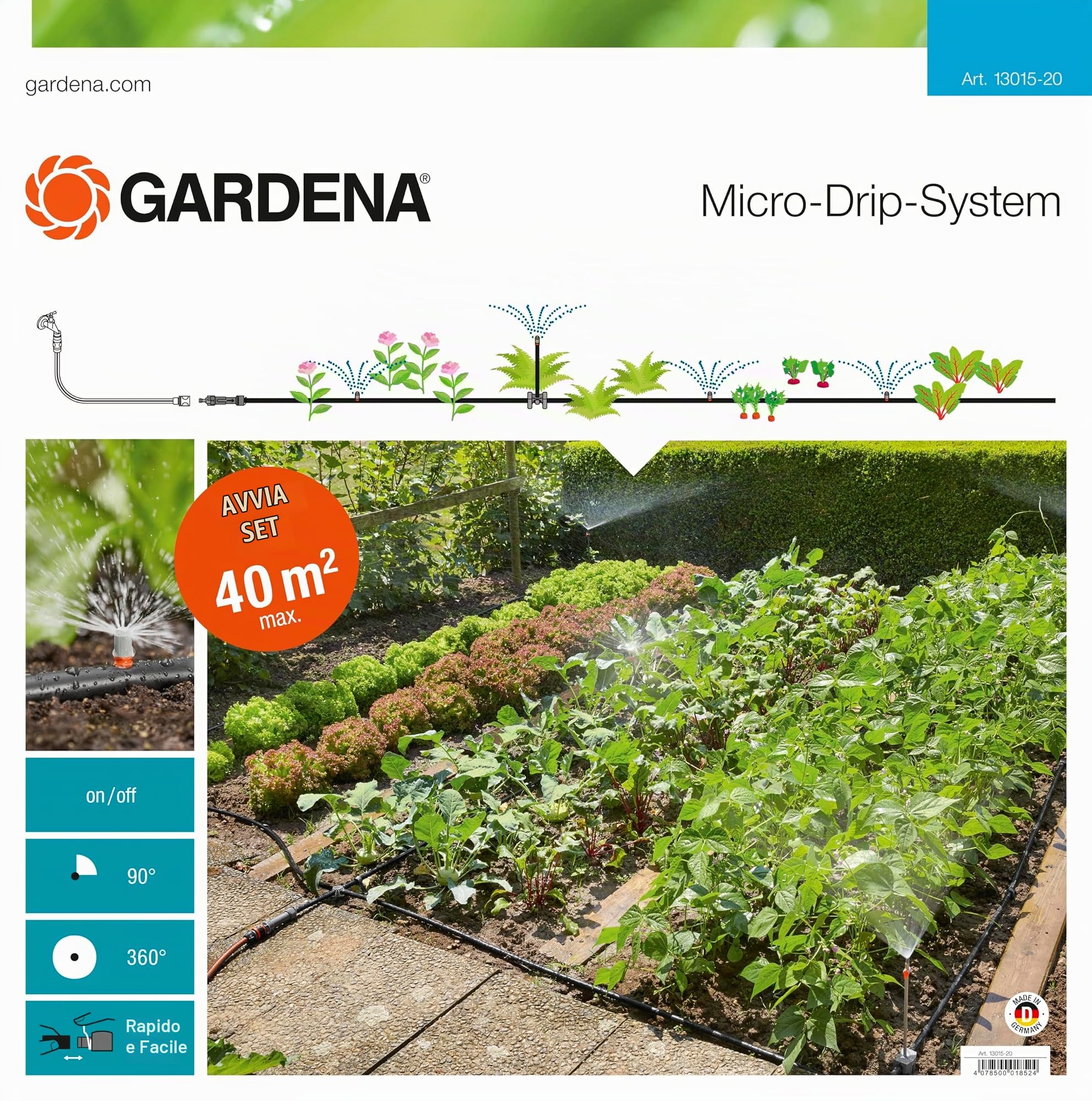 Gardena Start Set per Orti e Aiuole: Sistema di Irrigazione Micro-Drip per L’Irrigazione Personalizzata e Flessibile di Orti e Aiuole (13015-20)