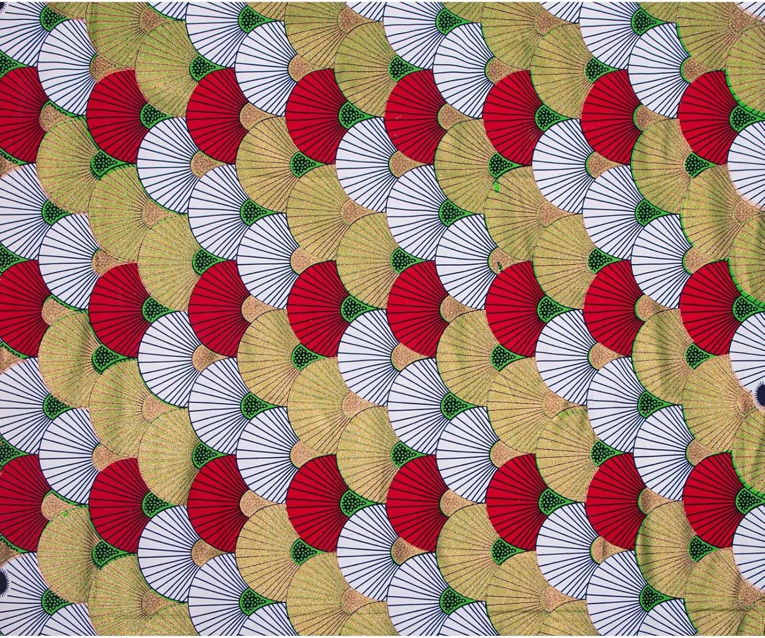 BintaRealWax African Batik Fabric Ankara Wax Print Kente Bronzing Gold Stamping Fabric 6 Yards