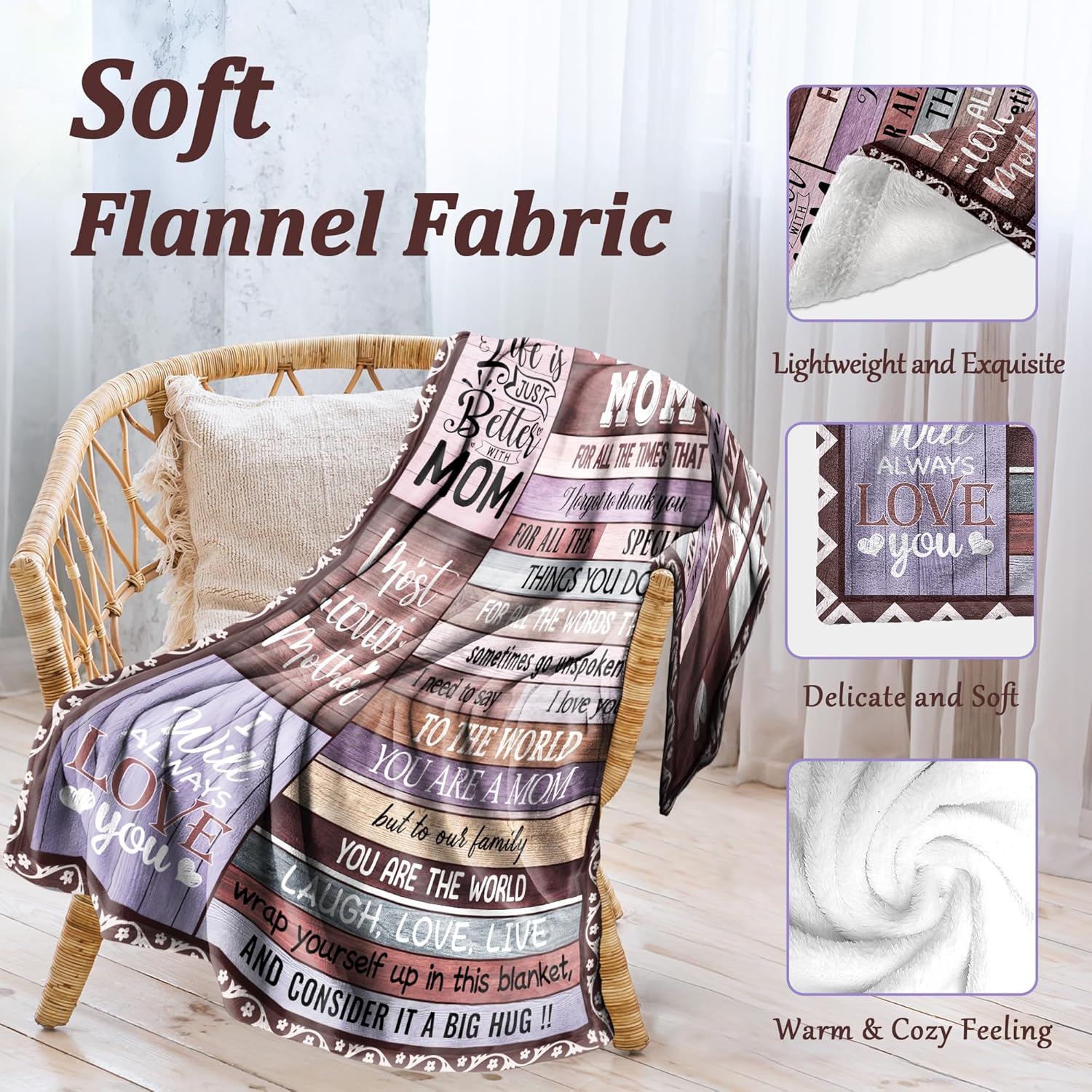 Gift for Mom Blanket, Mom Birthday Gifts, Cool Mom Gift from Daughter Son, Presents for Mothers Day Christmas Moms Throw Blanket 50"x60"