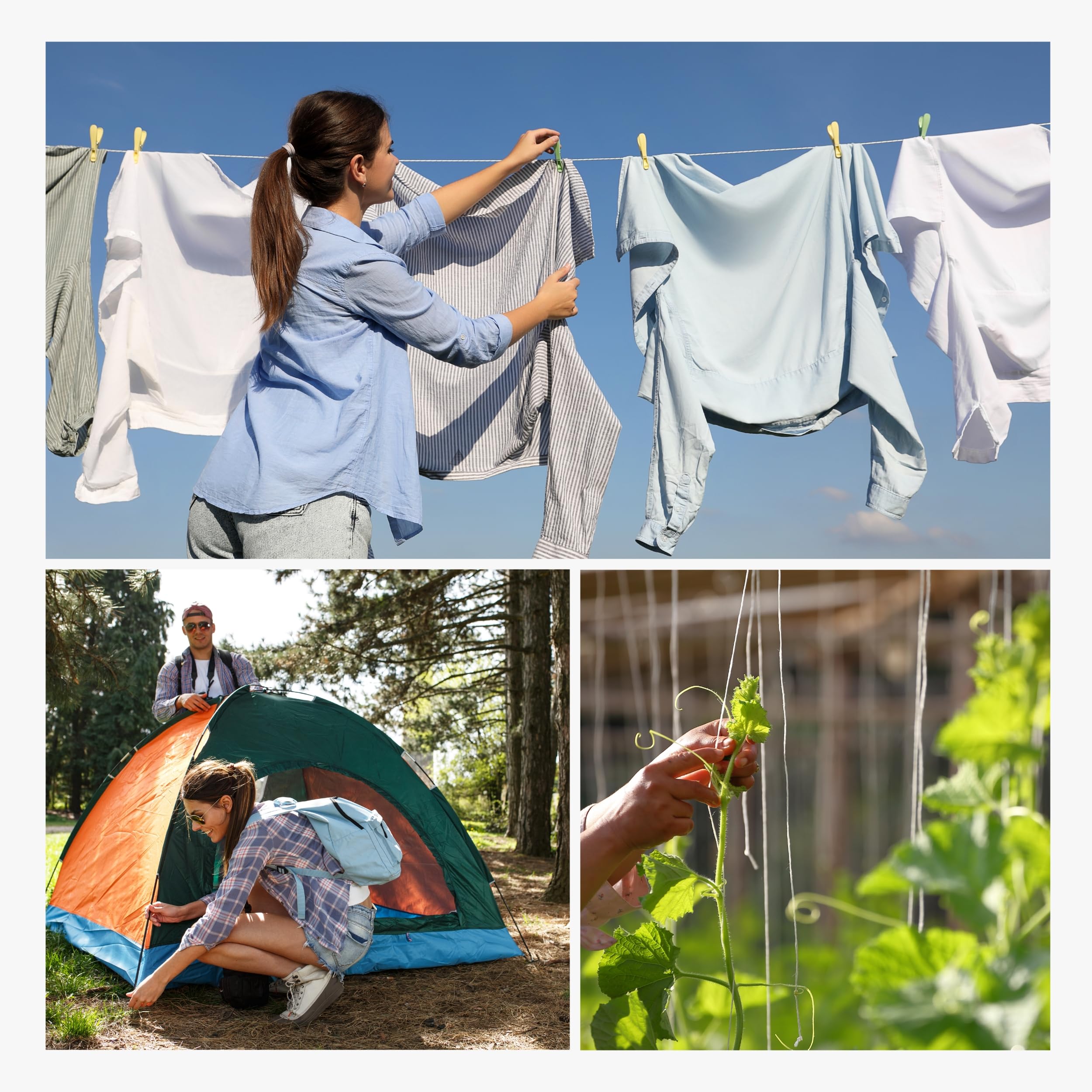 Seilwerk STANKE Cuerda de Polipropileno Blanca 4mm 10m - Cuerda para Atar tomateras, para Tiendas de campaña, de Camping - SOGA Resistente a los Rayos UV