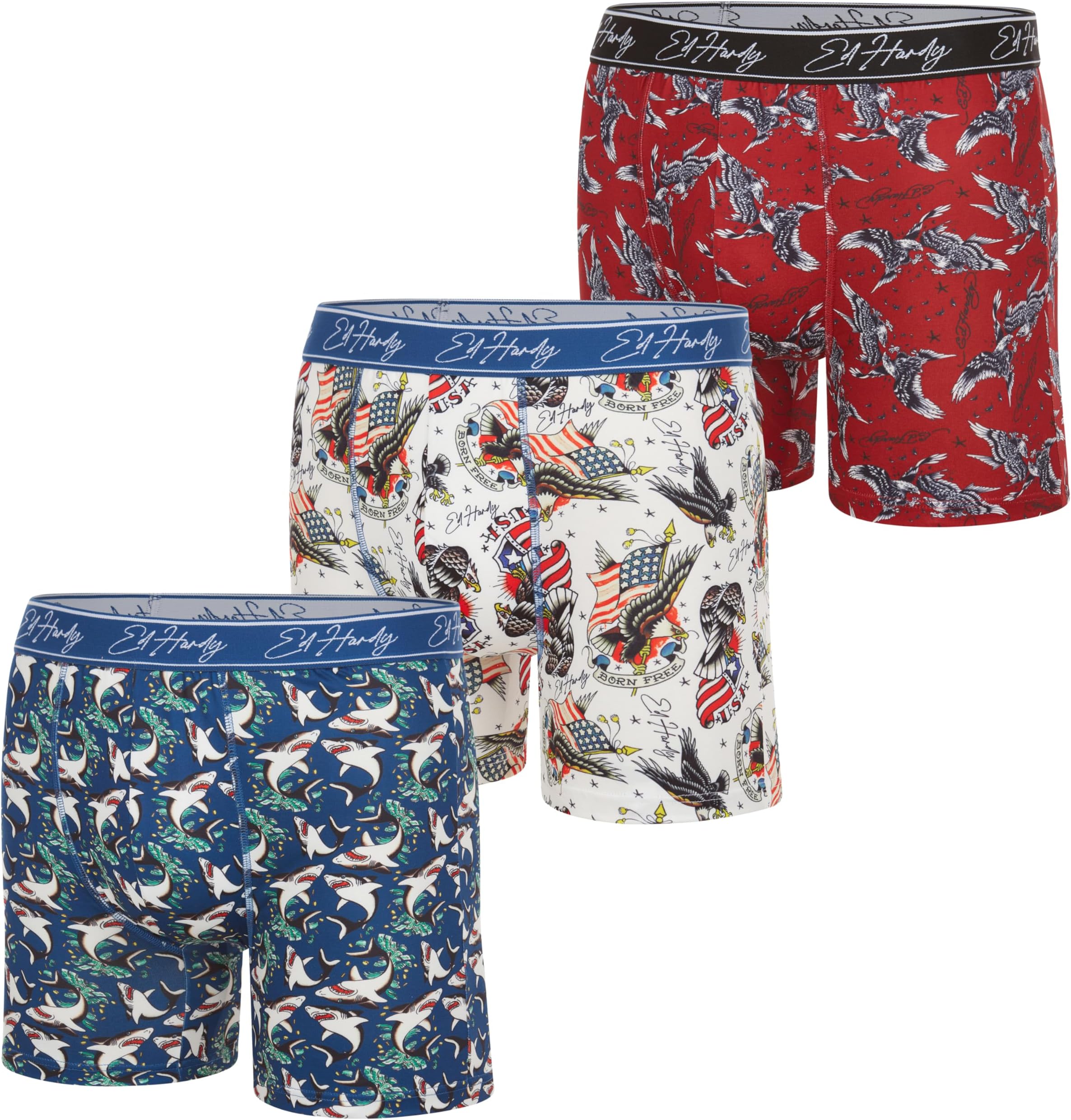 ED HARDYMens Boxer Briefs Active Stretch Breathable Underwear, Comfortable Gym Boxer Briefs Multipack