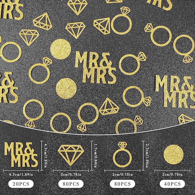 Gold Wedding Confetti: 220 Pieces for a Sparkling Celebration!