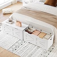 Vista 34 de IDEALHOUSE Cofre de almacenamiento, baúl de juguetes de 39.4 pulgadas para niños y niñas, caja de juguetes grande de madera para niños, banco