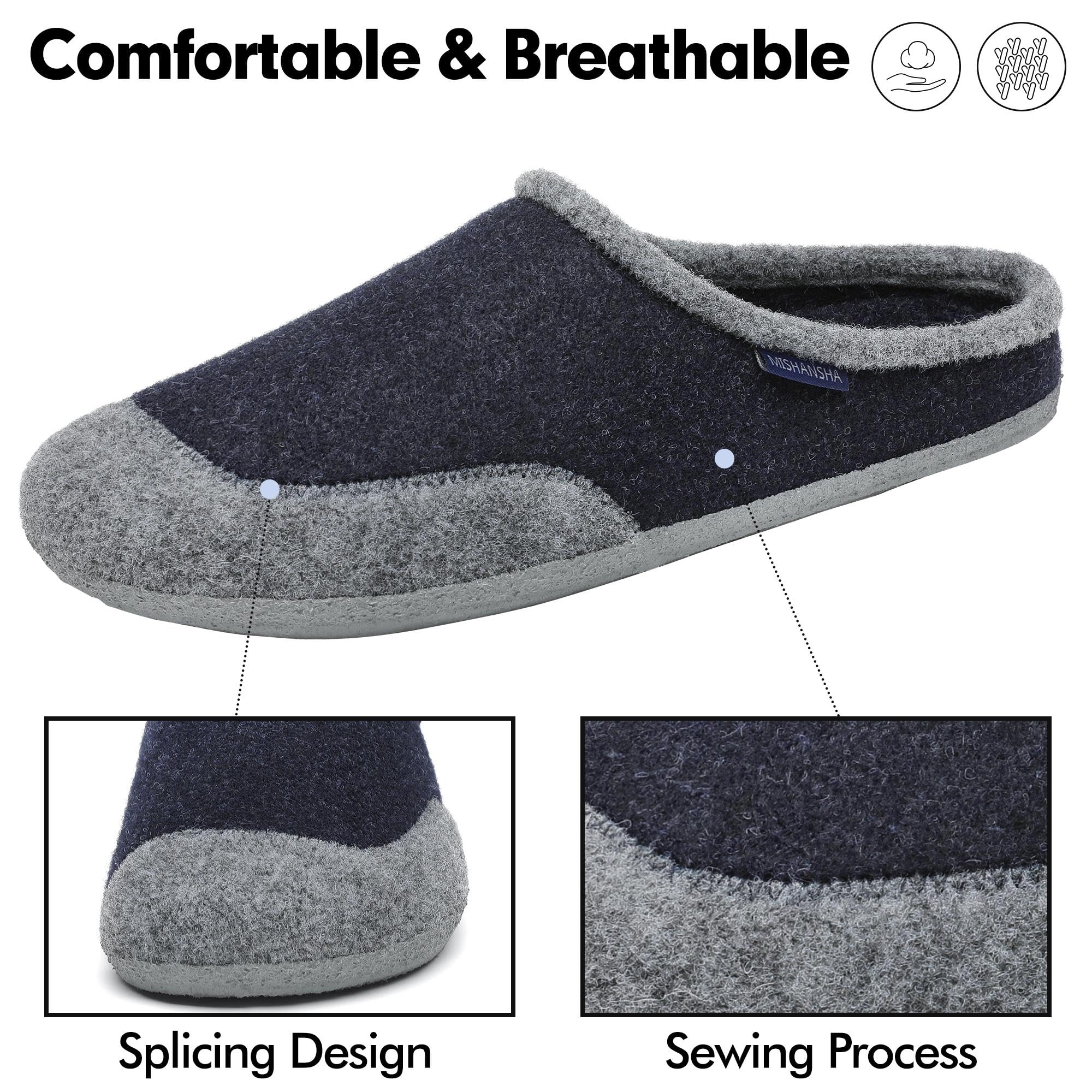 Mishansha Pantofole Feltro Invernali Ciabatte Casa Comode Scarpe da Casa per Uomo Donna Gr.36-48