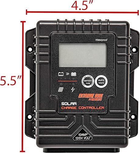 Miniatura 6 de Extreme Max 3006.9005 regulador de carga solar impermeable para 12V y 24V - 10A con pantalla digital