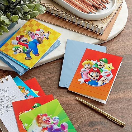 Miniatura 2 de Hallmark Nintendo Super Mario Bros. Surtido de tarjetas (12 tarjetas en blanco con sobres) para cumpleaños, regreso a la escuela, cualquier ocasión