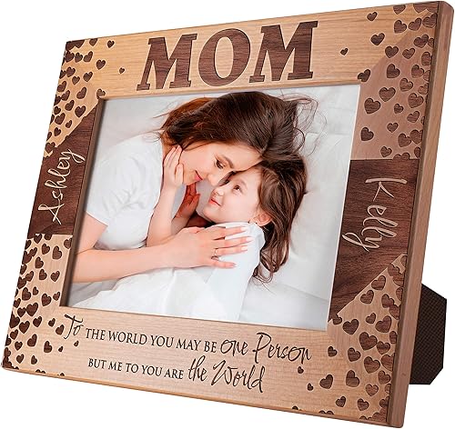 Miniatura 3 de Be Burgundy Marco de fotos personalizado para mamá de 4 x 6 pulgadas  Love You Since, regalos para mamá de hija e hijo, marco grabado personalizado