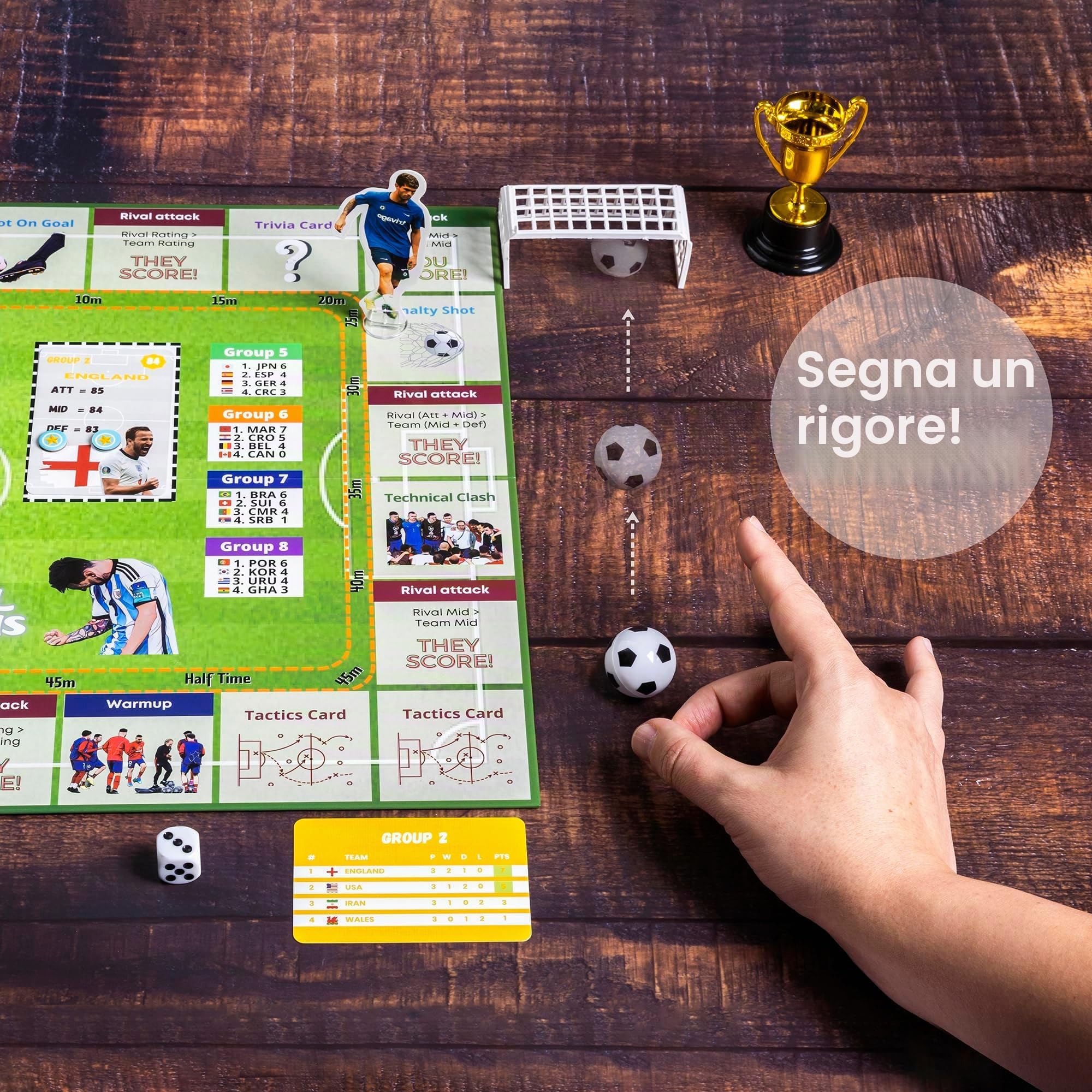 Football Champions Gioco da tavolo - Giochi da tavolo per famiglie per bambini e adulti - Gioco da tavolo strategico di calcio - Gioco a quiz sportivi 1-4 giocatori - Edizione Cup