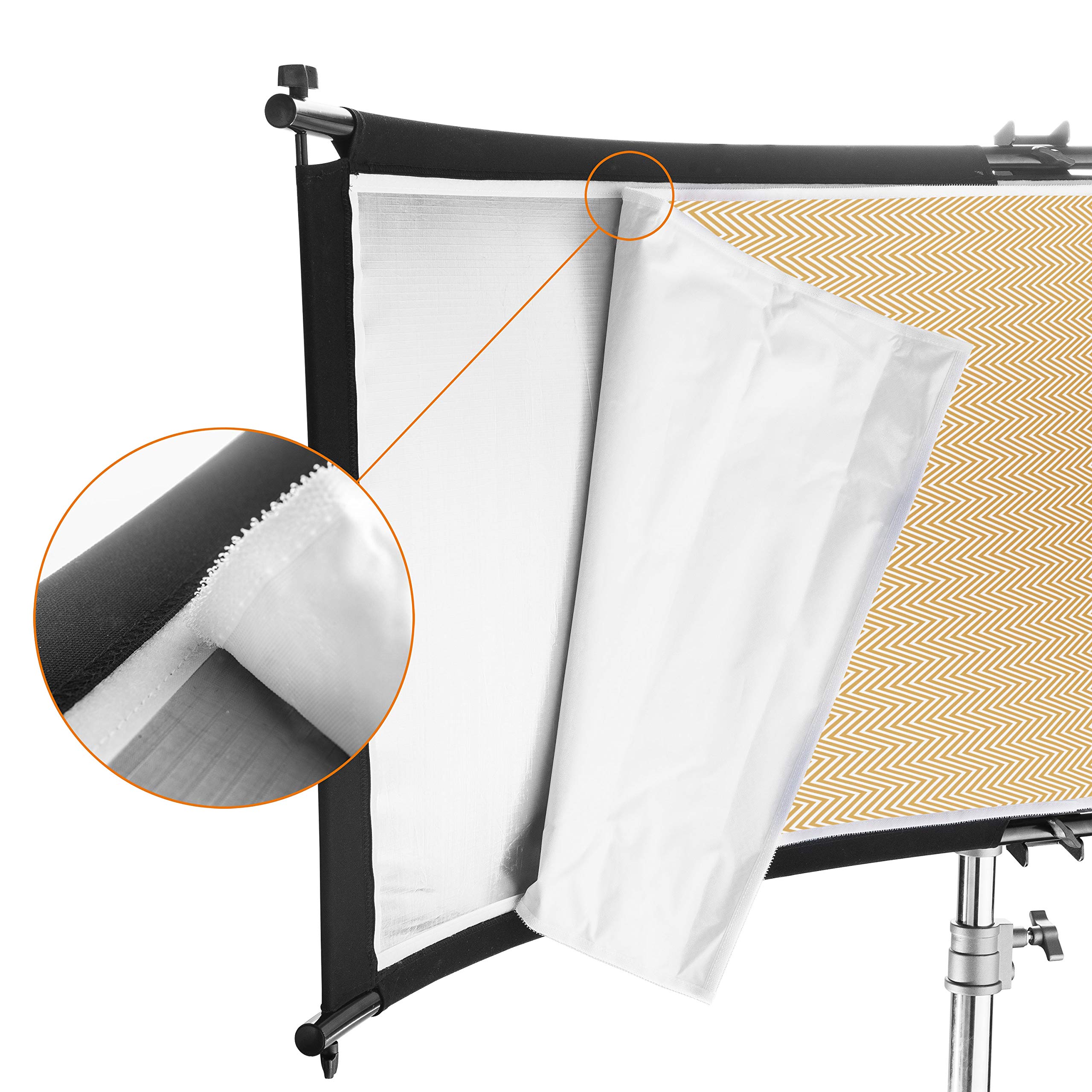Walimex pro Set di Riflettore curvo a U Halfpipe e Stativo luci WT-806, Modellatore concavo da 150 x 60 cm, color argento/bianco/oro, Treppiede fino a 256 cm per fotografia ritratto