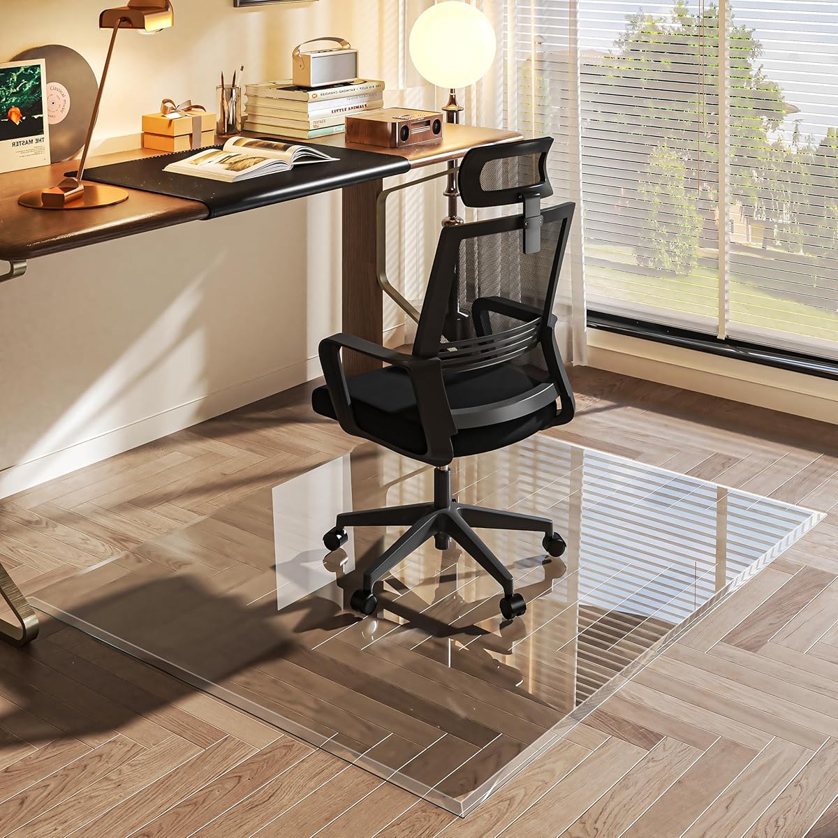 [Tempered Glass] 60“x48” Irregular Glass Chair Mat with Polished Edge Clear Office Chair Mat, Glides Smoothly, Suitable for Carpet or Hardwood Floors