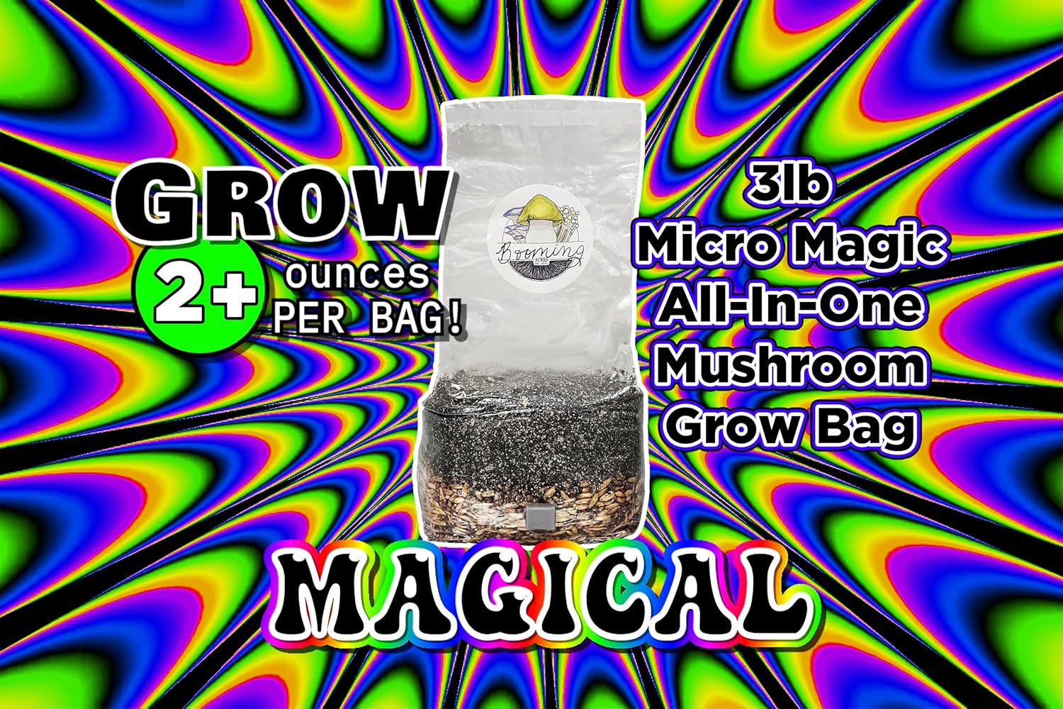 | The Micro Magical 3lb All in One Mushroom Grow Bag | Mushroom Grow Kit | Harvest Your own Happiness | Discover The Magic of Growing Mushrooms - 3lb Grow Bag Mushroom Starter Kit
