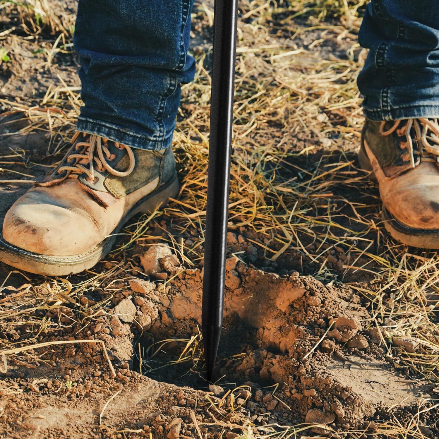 Black and Red HOMESTEAD 48-Inch Soil Probe Rod with wide T handle, Comfortable Grip for Locating underground pipes and septic tanks