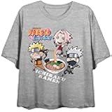 Naruto Shippuden Chibi Characters Eating Ramen Athletic Heather Women's Crop-