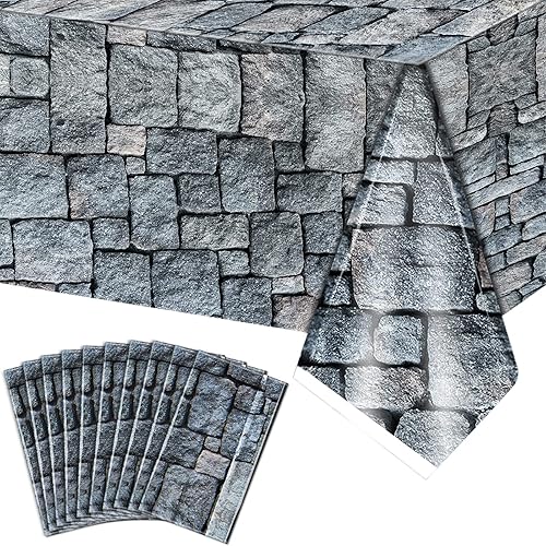 Vista 12 de Irenare 1 pieza de mantel de adoquines con diseño de piedra impresa, mantel medieval de ladrillo para decoración de mesa de castillo de caballero