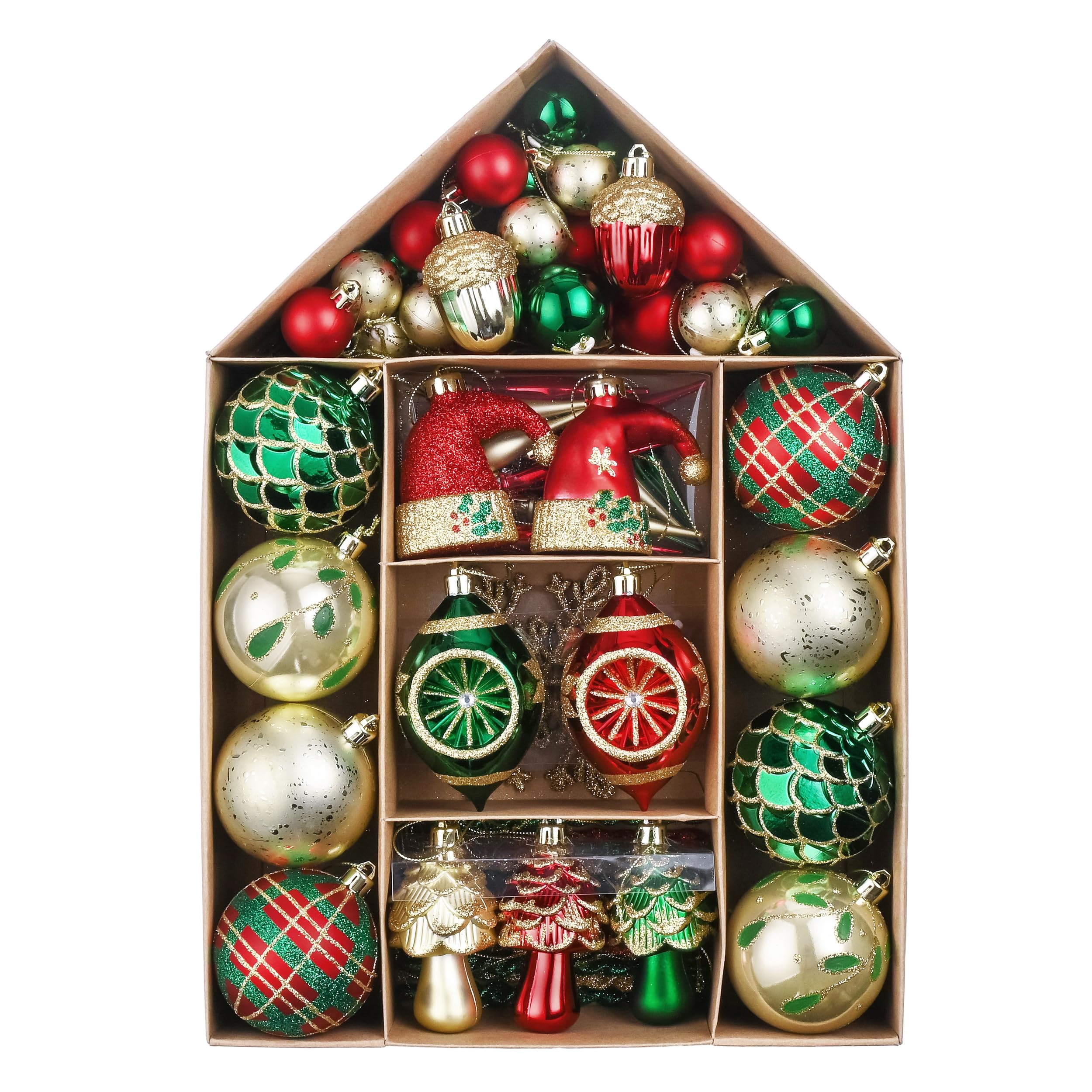 Valery Madelyn Décorations de sapin de Noël 70 carats pour intérieur/extérieur, pendentifs en plastique incassable à suspendre pour décoration de fête de Noël, couronne, guirlande, saisonnier