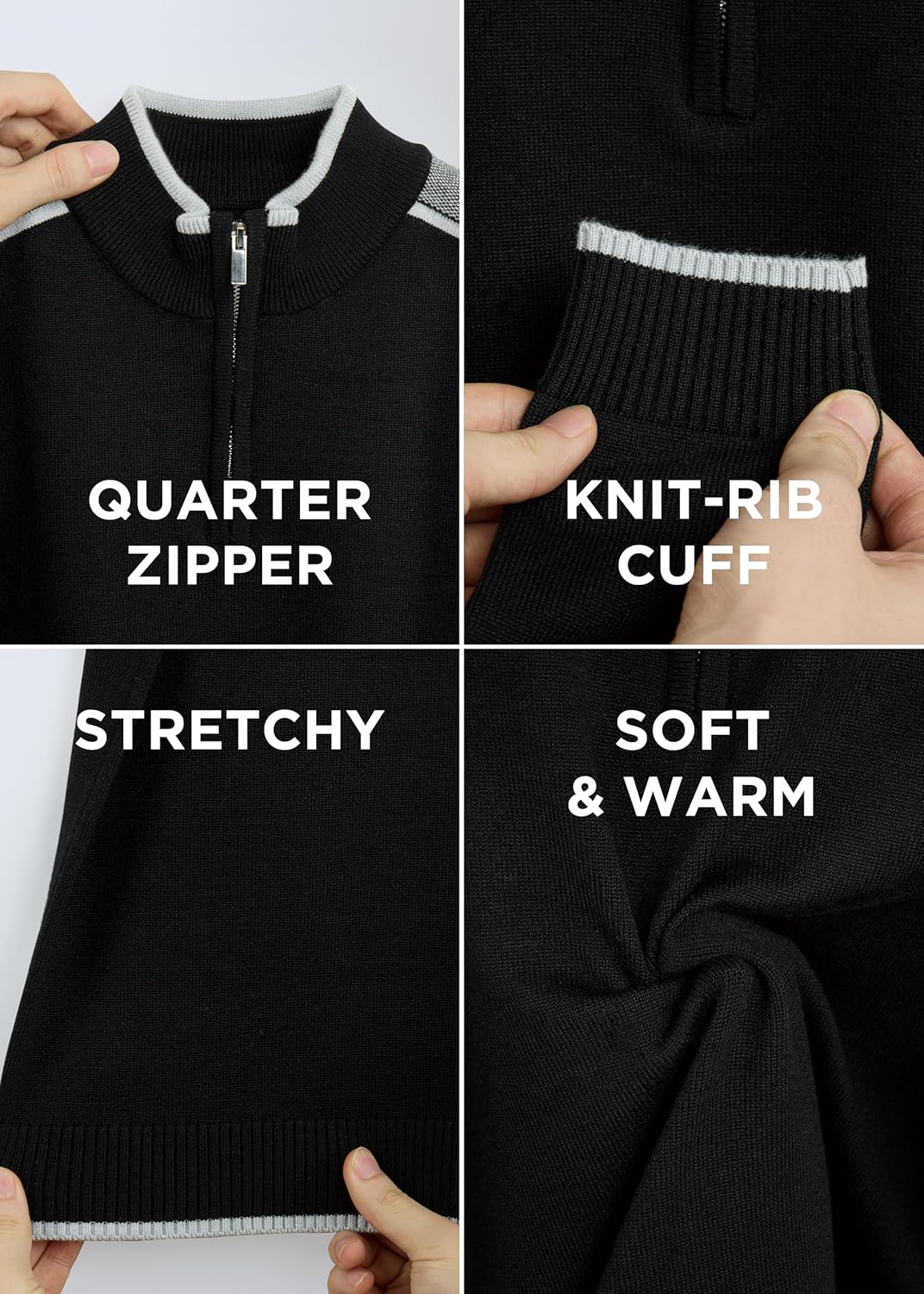 RAW X (4-12) Quarter-Zip Long Sleeve Mock Neck Knit Sweater for Kids and Boys, Big Kids Knit Sweater for Fall and Winter - Image 2