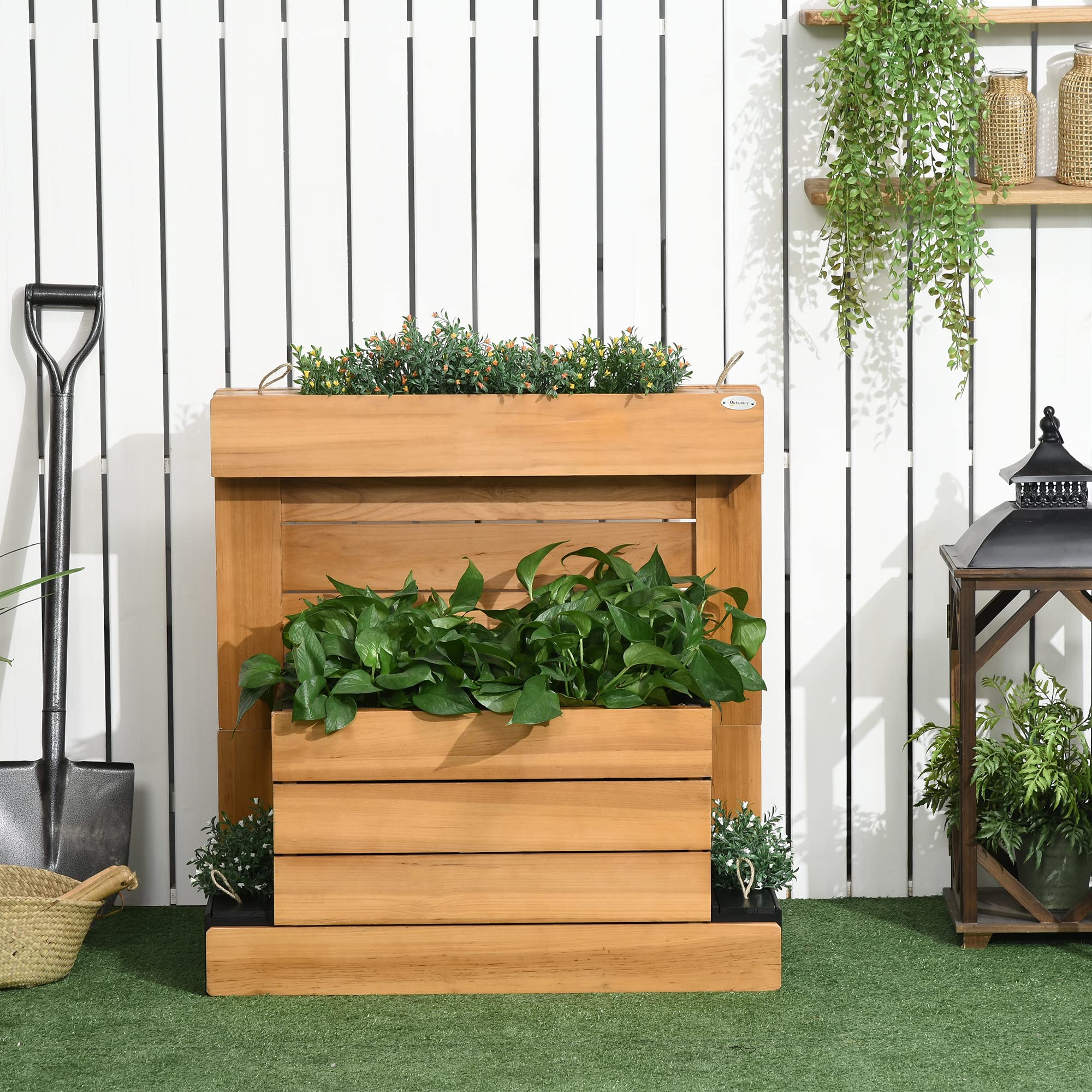 Outsunny Hochbeet Holz mit Selbstbewässerungssystem 79,5x49,5x80cm | Pflanzbeet, Frühbeet, Gartenbeet, Blumenkasten, Pflanzkasten, Pflanzkübel für Blumen, Pflanzen, Obst, Gemüse