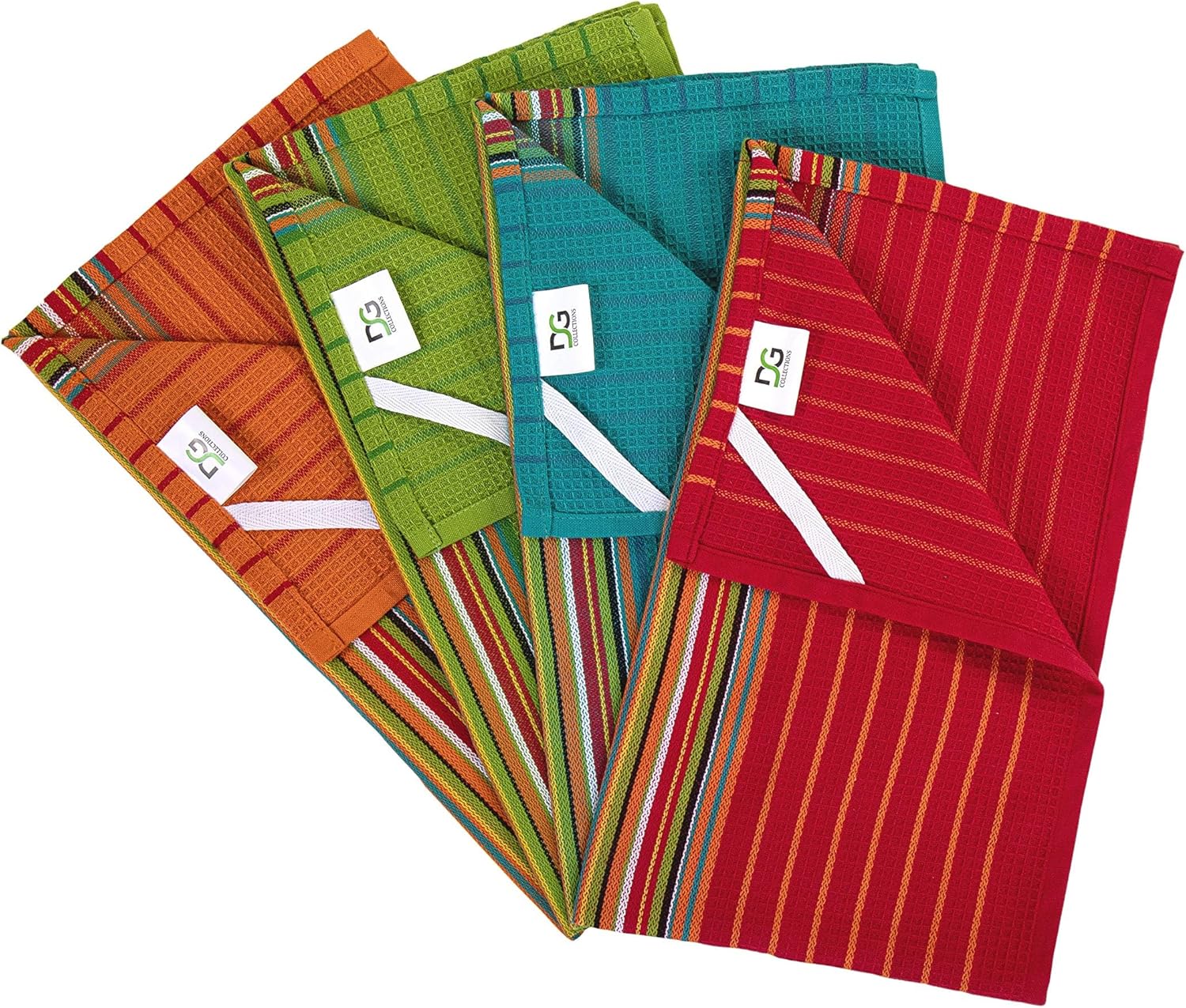 DG Collections 100% Cotton Salsa Kitchen Towels – 4 Pack, Super Absorbent Dish Towels, 16x28 Inch, Lint-Free, Durable Weave – Reusable Kitchen Cleaning Cloths for Home & Restaurants - Image 7