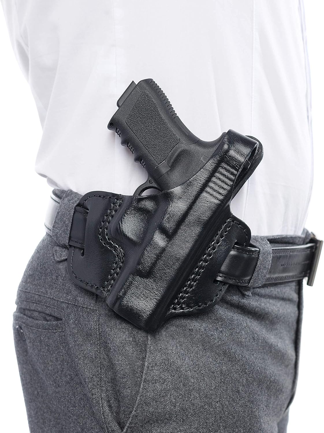 DADDYAMMO Glock 19 Holster OWB Holster - Genuine Leather Right-Hand - Glock 19x Accessories of Premium Quality