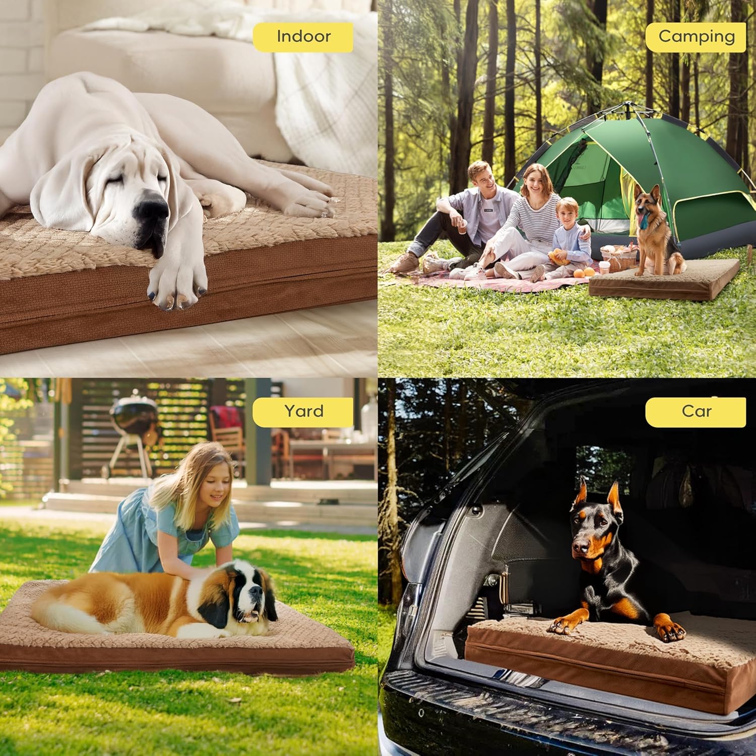 Size 44 Color Brown  Washable Indestructible 44 Dog Bed for Large Dogs – Double-Sided Plush, Chew Proof, Waterproof, Thick Orthopedic Support, Durable Multi- Size Comfort Clearance Indoor Flat Dog Bed