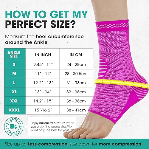 Miniatura 6 de MODVEL Tobillera para mujeres y hombres  1 par de manga de soporte de tobillo y tobillera  Tobillera de compresión para esguince de tobillo,