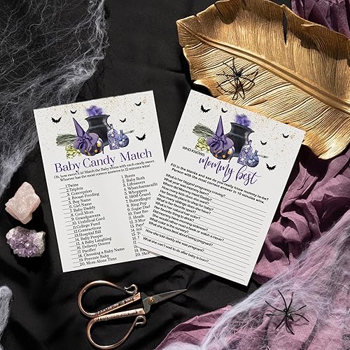 Miniatura 3 de Paper Clever Party Trouble is Brewing - Juego de baby shower 2 en 1 con Mommy Best y Candy Bar a juego, divertida bruja o mago revelación de género