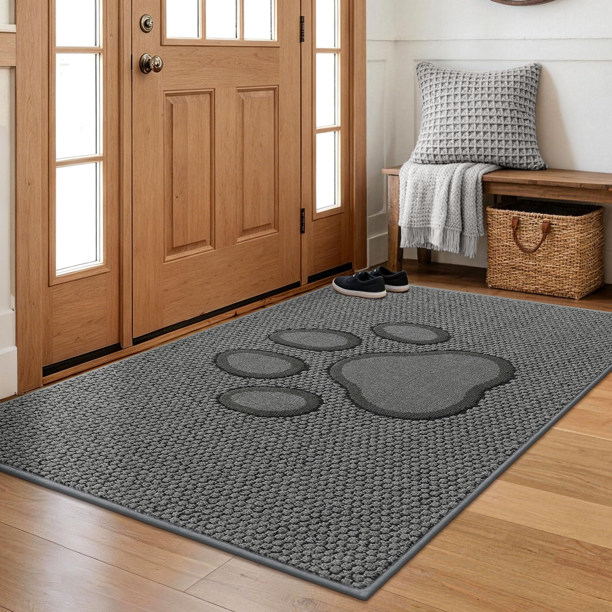 Dog Door Mat - Paw Print Entry Rug -10
