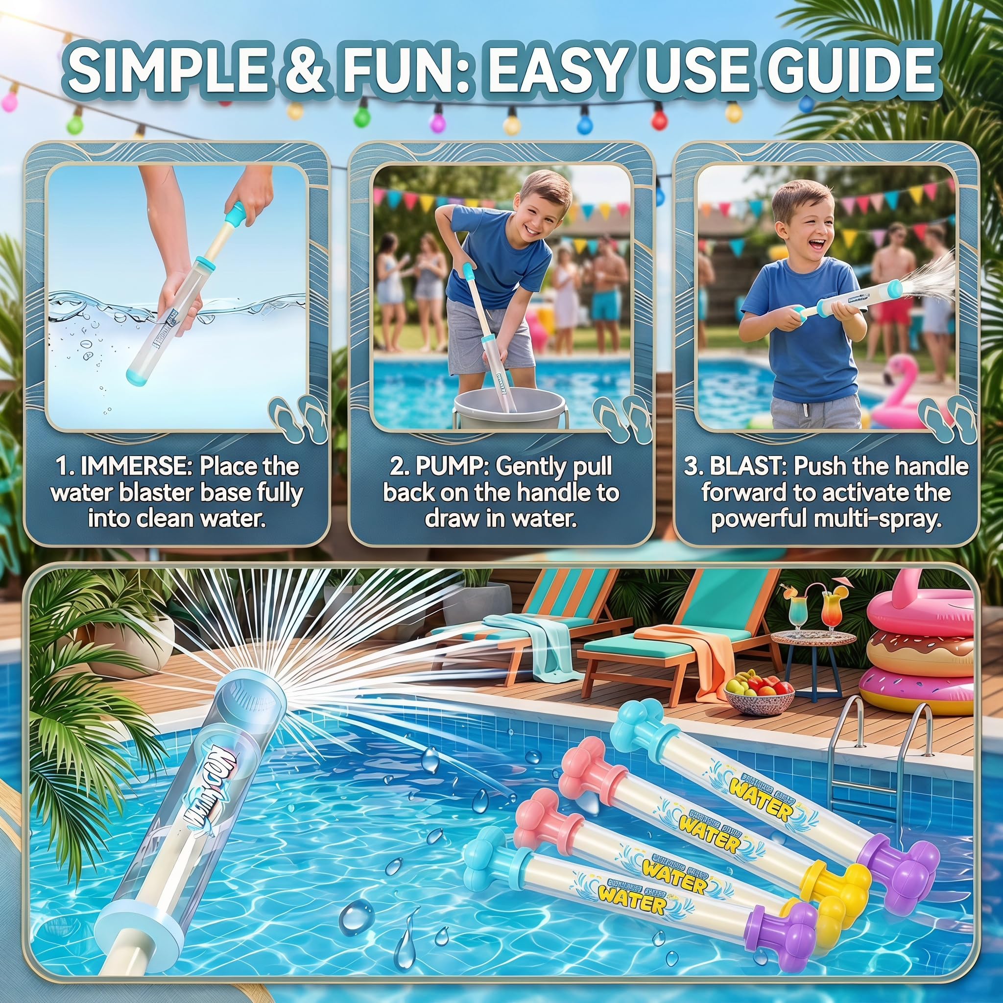 4 Stück Feuerwerk Wasserpistole, Wasserspielzeug Kinder Outdoor, Wasserspritze Kinder, Firework Wasserspritze für Pool, Strand, Sommer Party Outdoor