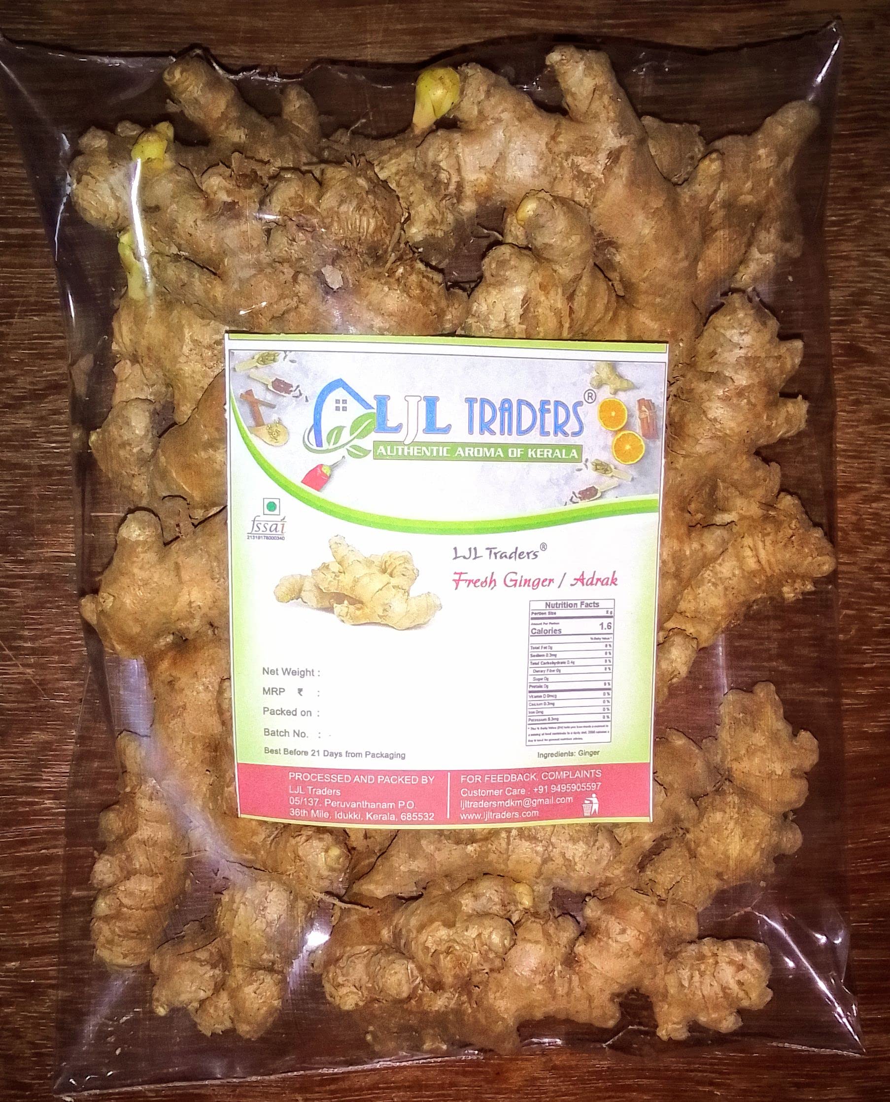 LJL Traders® Fresh Organic Ginger | Adrak | Product of Kerala (Suitable For Eating And Planting) - 400 g