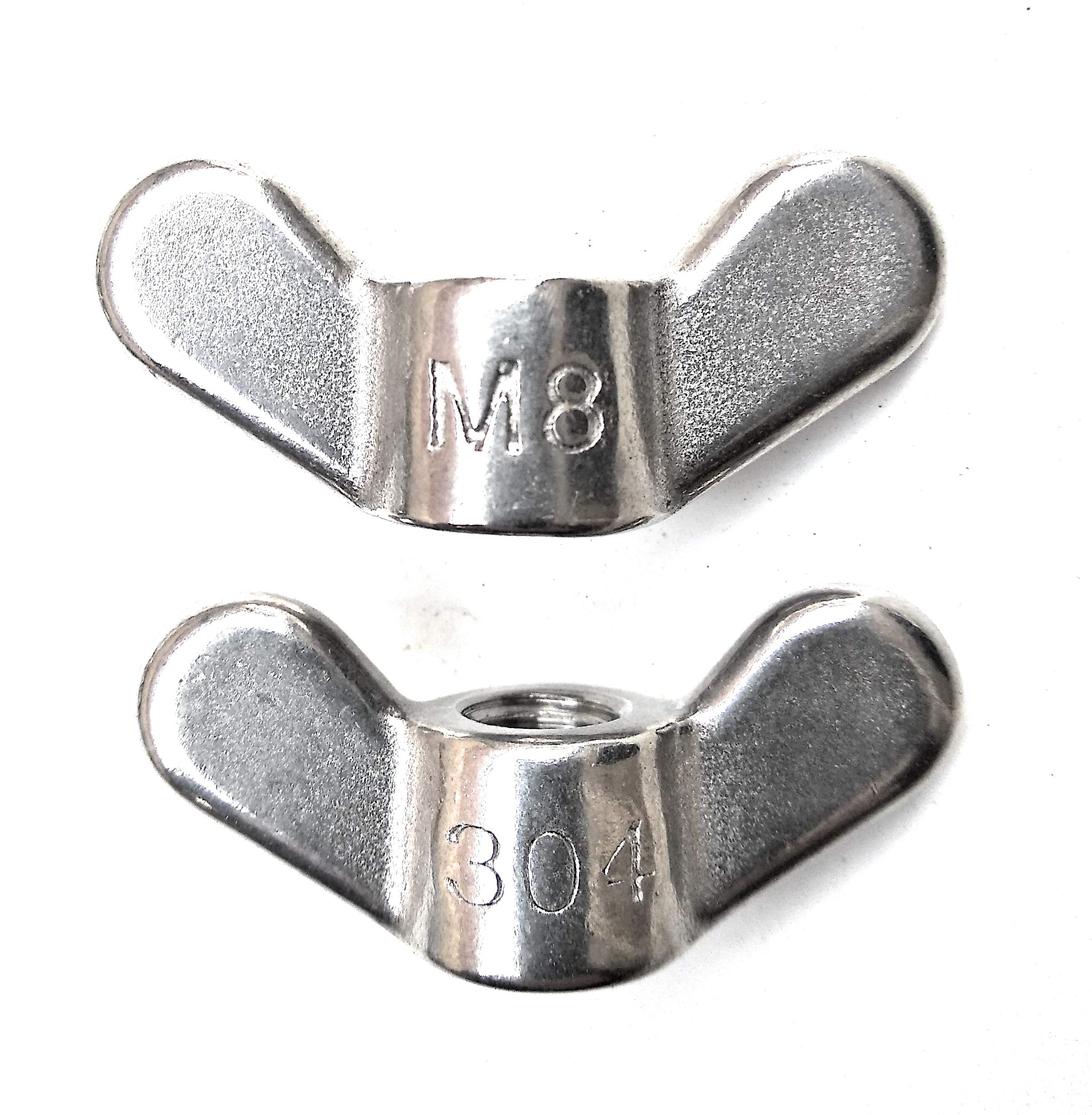 MEC M8x1.25Pitch (2Ps Pack) 304Stainless Steel Butterfly Wing Nut