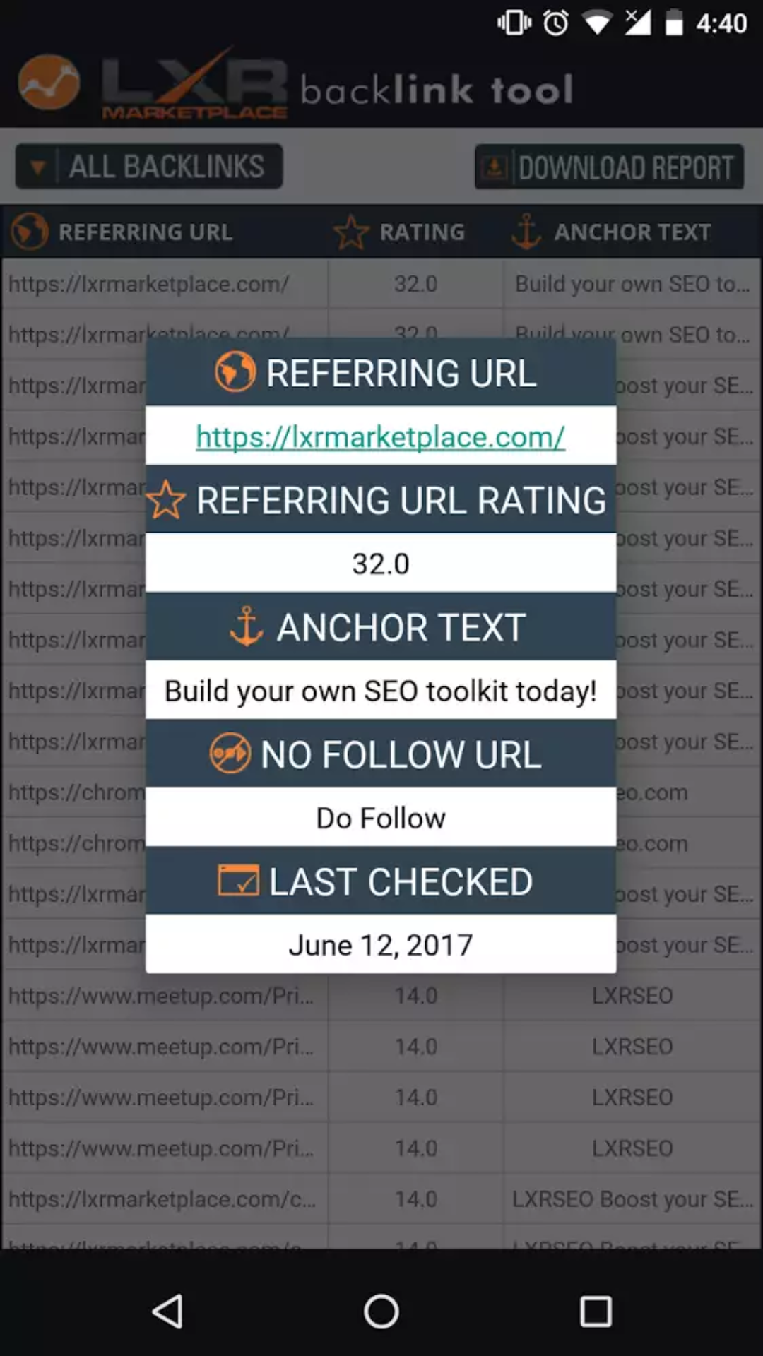 SEO Backlink Tool - App on Amazon Appstore