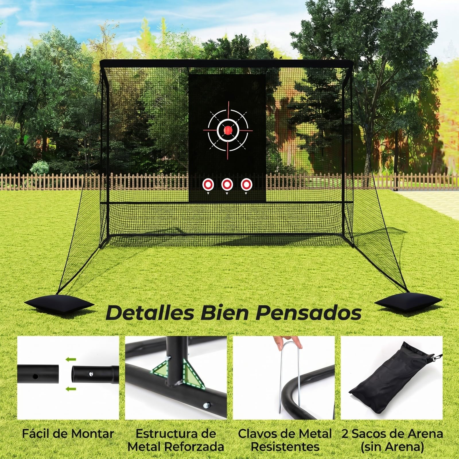 COSTWAY Red de Práctica Golf, Redes Laterales Desmontables