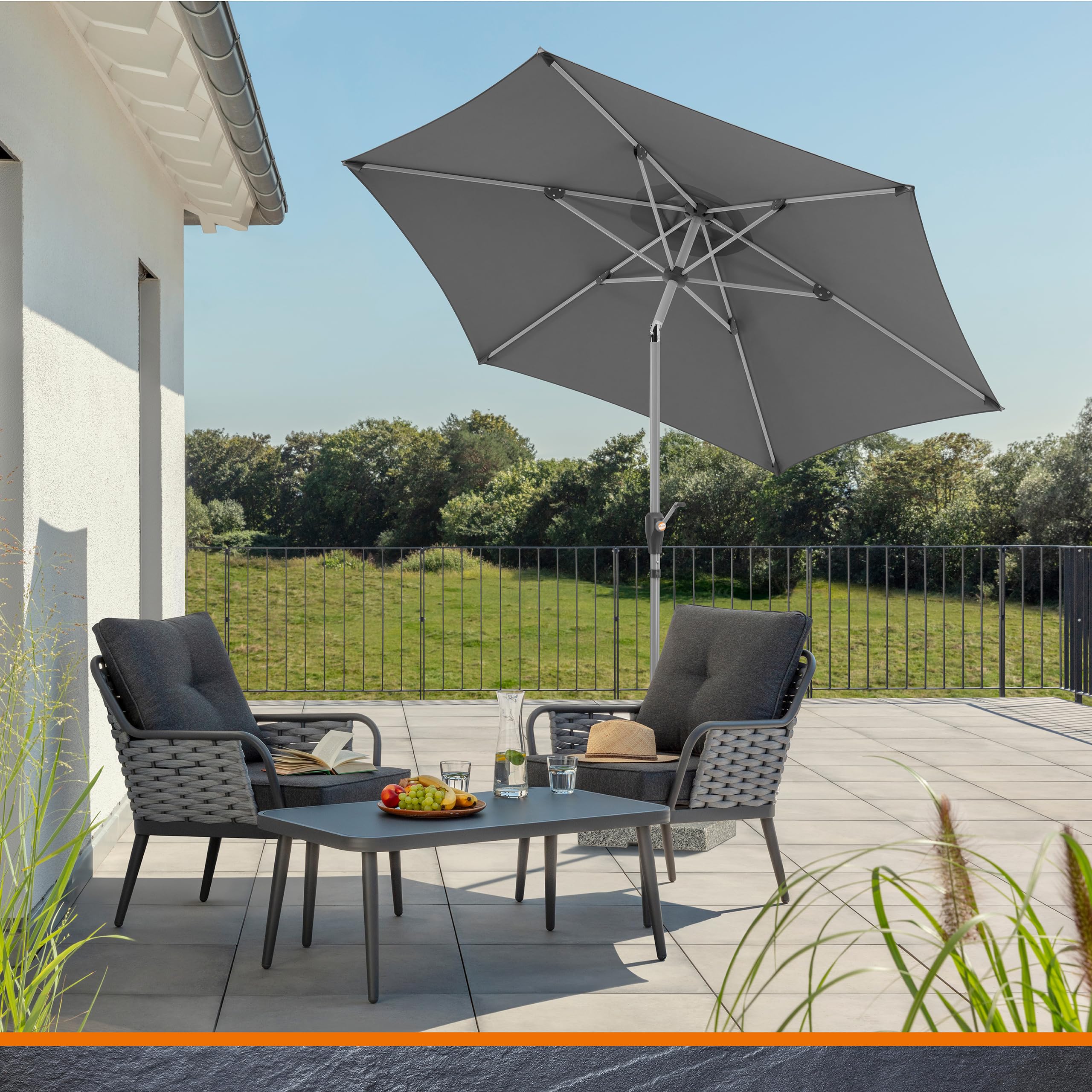 Schneider Sonnenschirm SOLESTA Ø270 cm – UV-Schutz, air-vent, Kurbel & Knickfunktion, stabil für Balkon & Garten