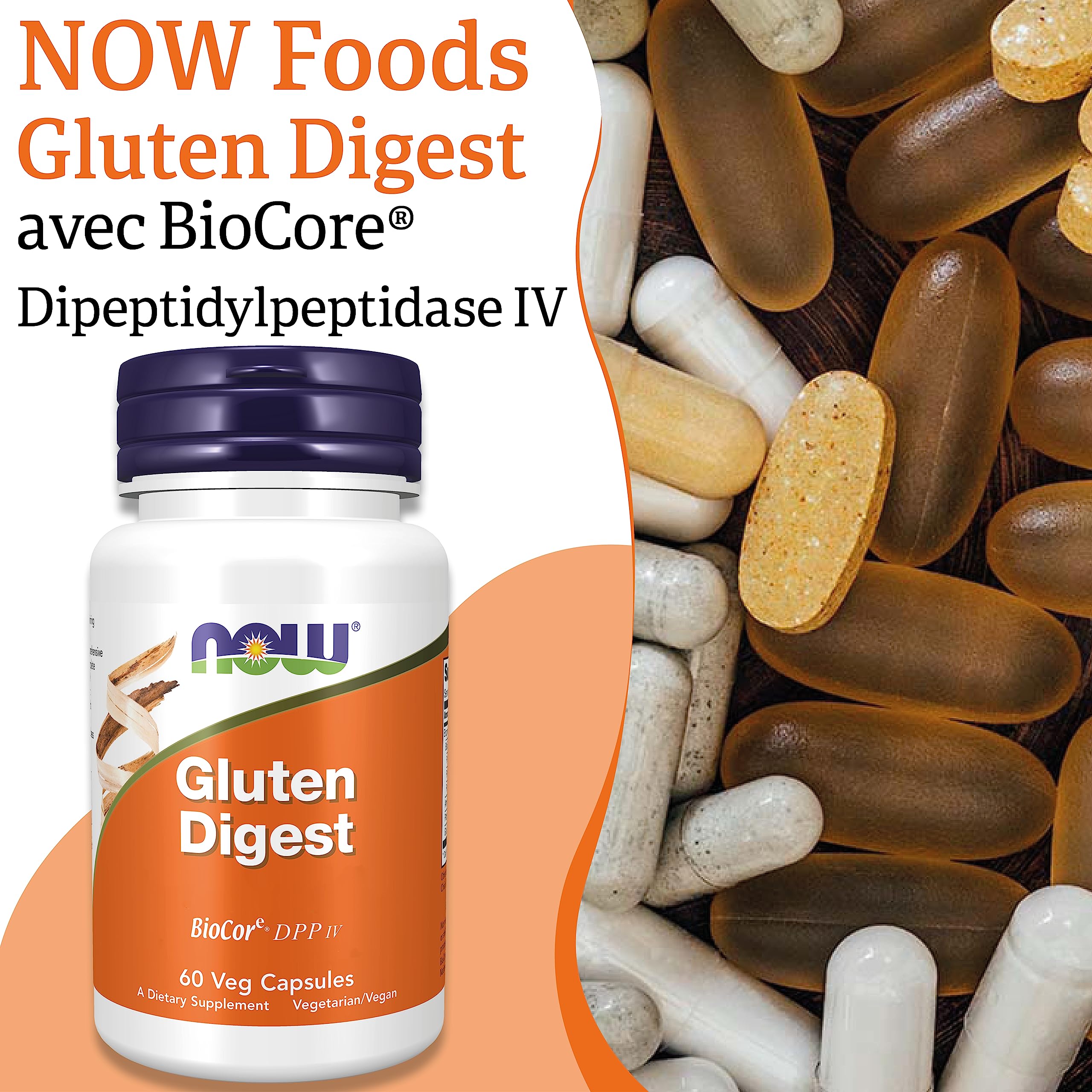 Now Foods, Gluten Digest (Enzyme de Gluten), 60 Capsules végétaliennes, Sans Soja, Sans Gluten, Sans OGM, Végétarien