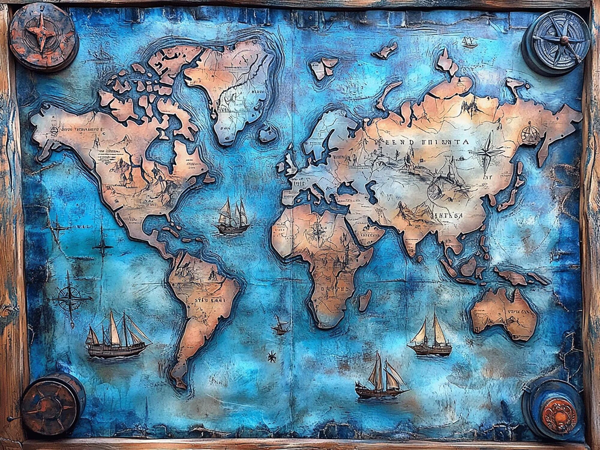 Niebieski diamentowy obraz, mapa świata, obraz diamentowy, 90 x 120 cm, pełne wiertło, diamenty, dla dzieci, dla początkujących, zestaw do majsterkowania, kreatywny zestaw dla dorosłych, do pokoju
