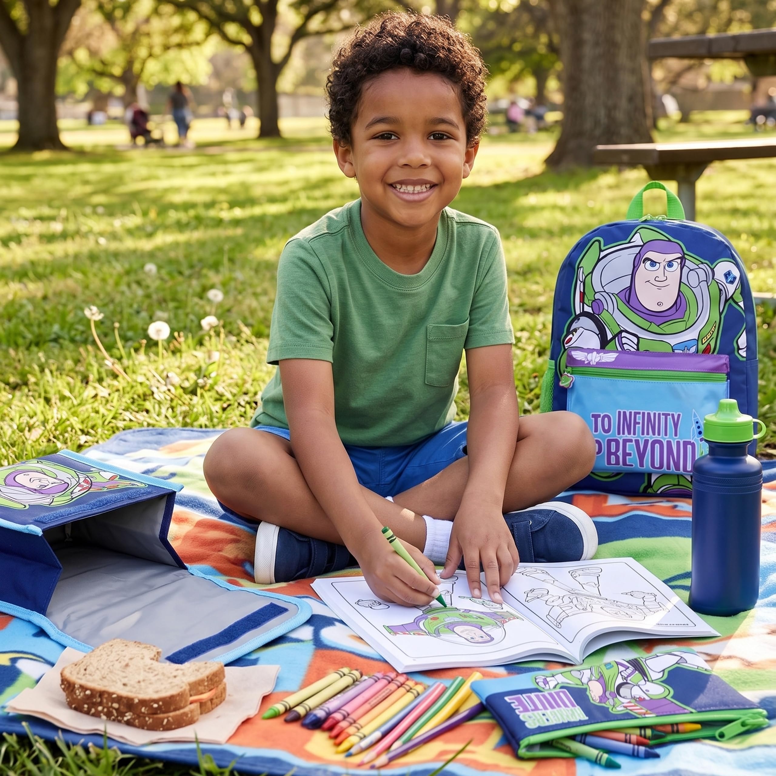 Disney Toy Story Plecak Szkolny Buzz Astral, 4-częściowy Zestaw z Plecakiem