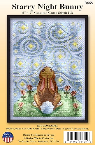 Miniatura 2 de Design Works Crafts Starry Night Bunny - Kit de punto de cruz, multicolor