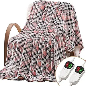 Homemate Electric Blanket Heated King Size - 100“x90“ Ultra Soft Cozy Flannel Heating Blanket with 10 Fast Heat Levels 8 Hours Auto Off Over-Heated Protection ETL Certification Keep Warm in Home
