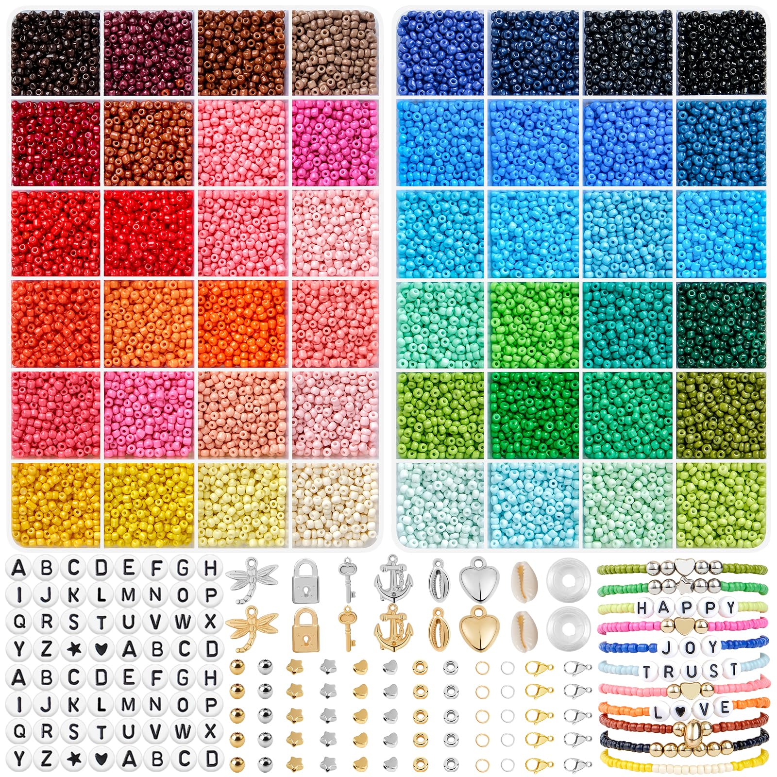 Ruby 3mm Perline Braccialetti, 16000 Pezzi Perline per Braccialetti con 300 Lettere Kit Braccialetti Palline Fai da Te, Kit Bracelet Regalo per Bambini e Adulti a Natale, Feste, Ricompense, ECC.